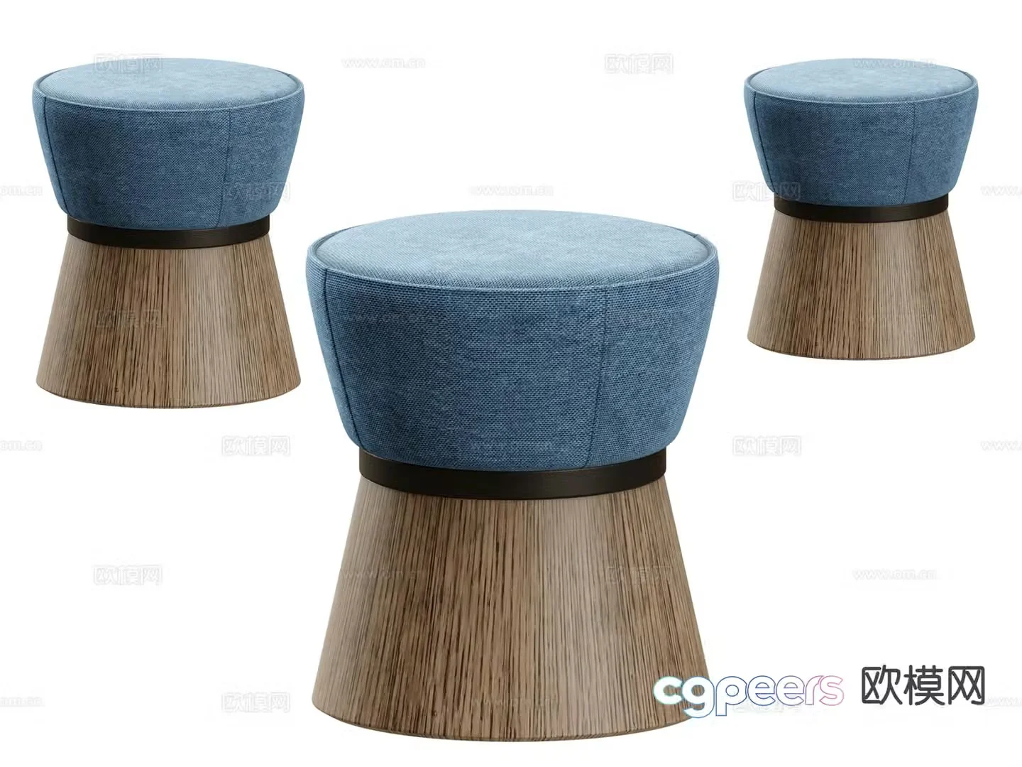 European round stool low stool shoe changing stool stool 3D model