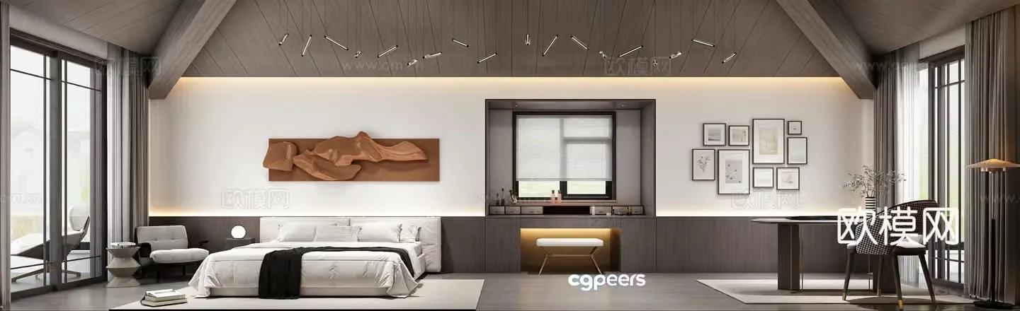 Modern light luxury bedroom 3d model