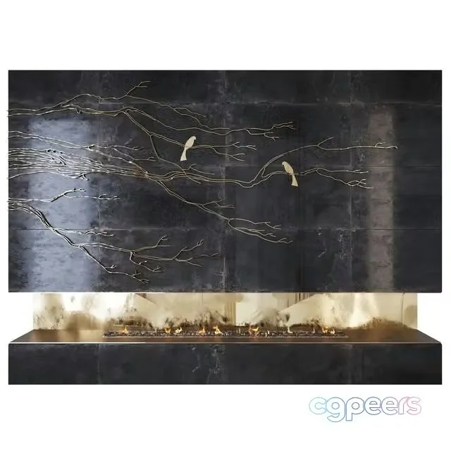 3ds Max Free – Decorative fireplace _branches