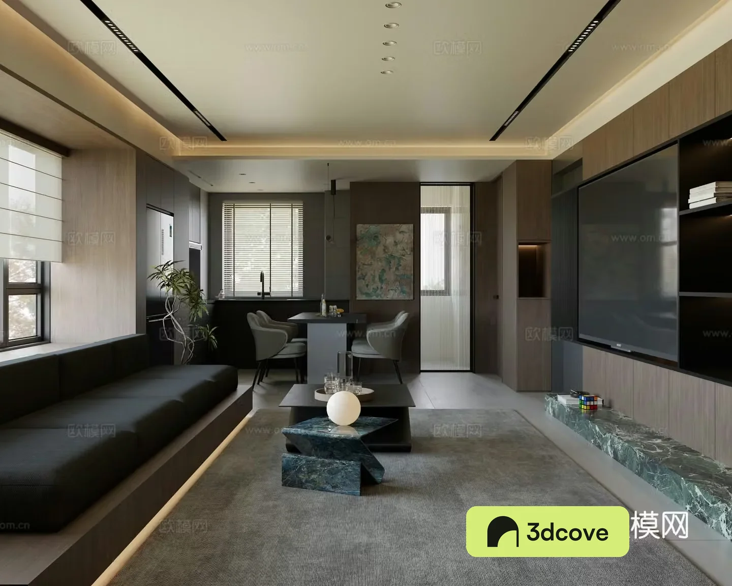 Modern Italian Hong Kong style living and dining room