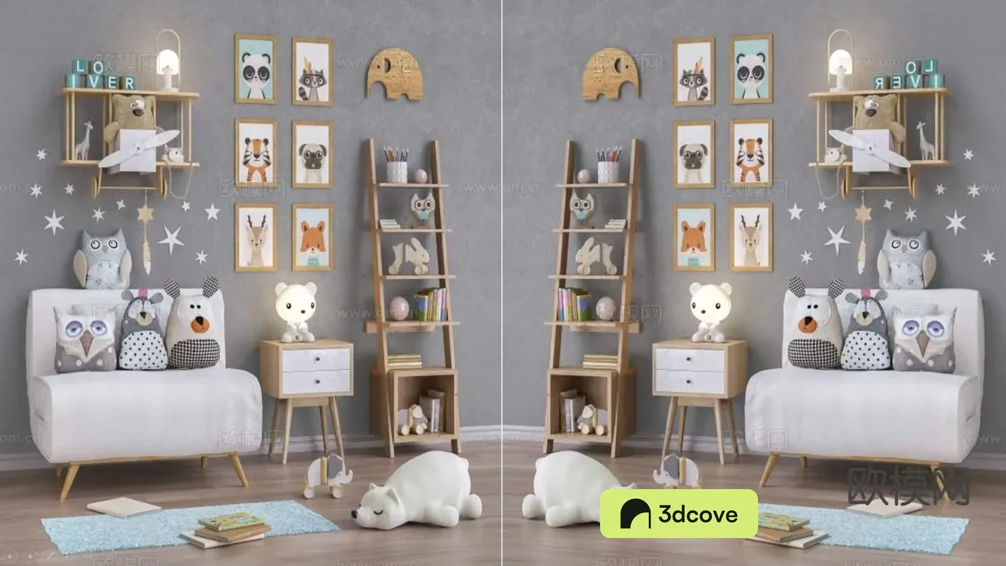 Children’s toy cabinet doll hanging picture