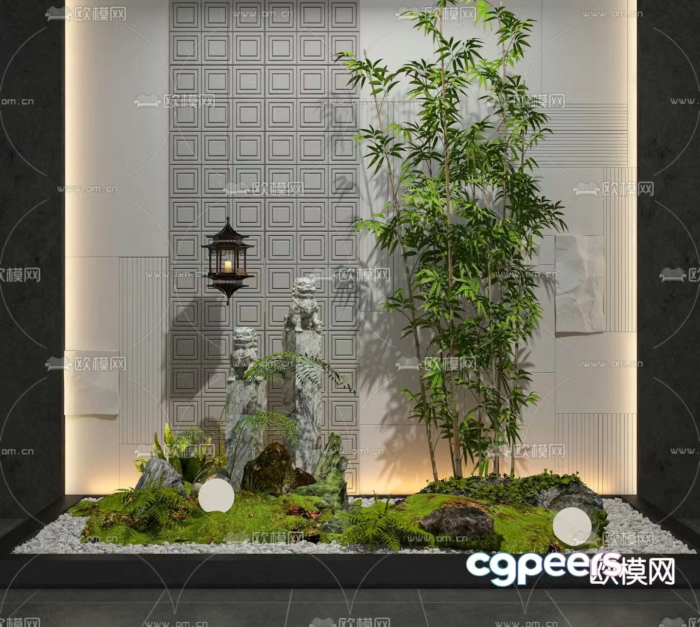 Landscaping bamboo sketch plant pile 3d model