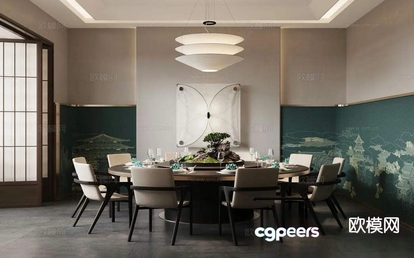 Chinese restaurant private room 3D model