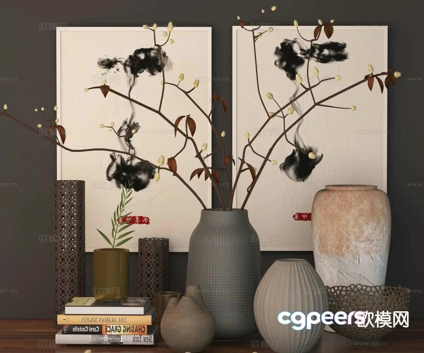 New Chinese style decoration ornaments vase 3d model