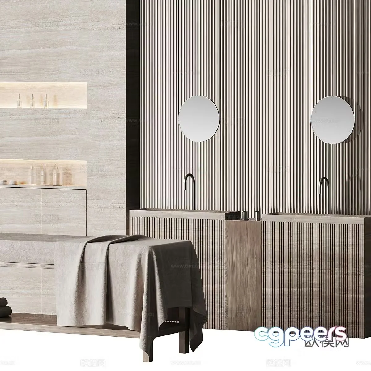 Double basin wash basin 3d model
