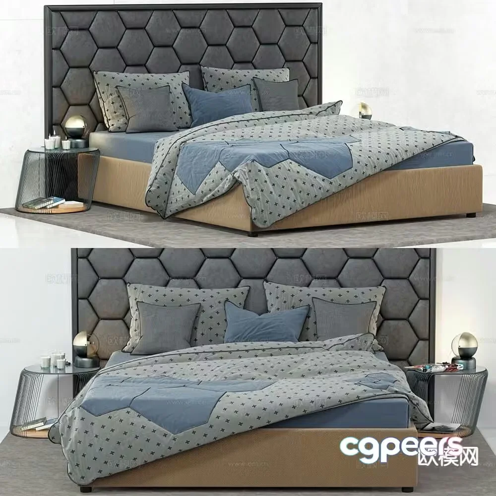 Modern double bed 3d model