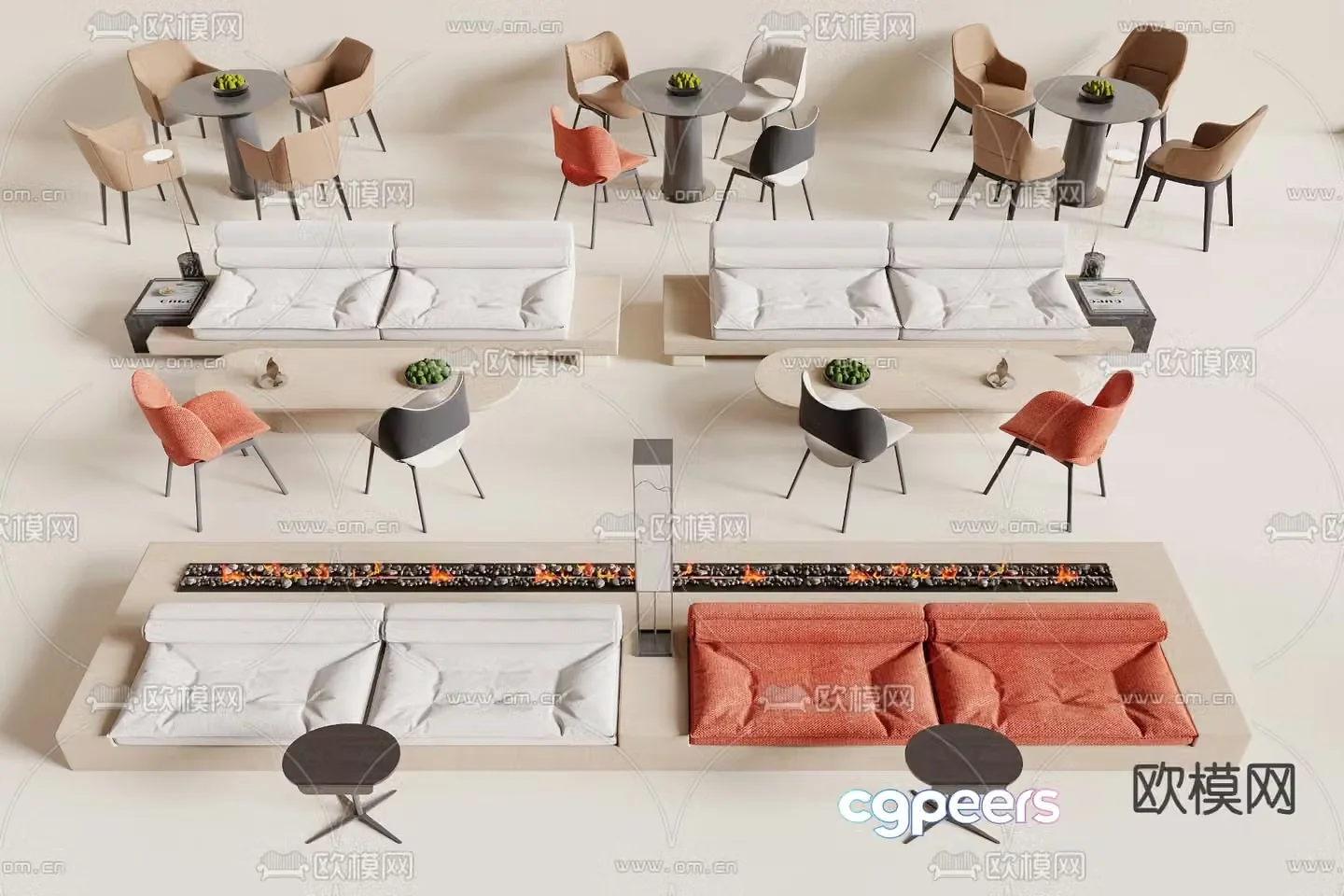 Modern booth sofa booth sofa 3D model