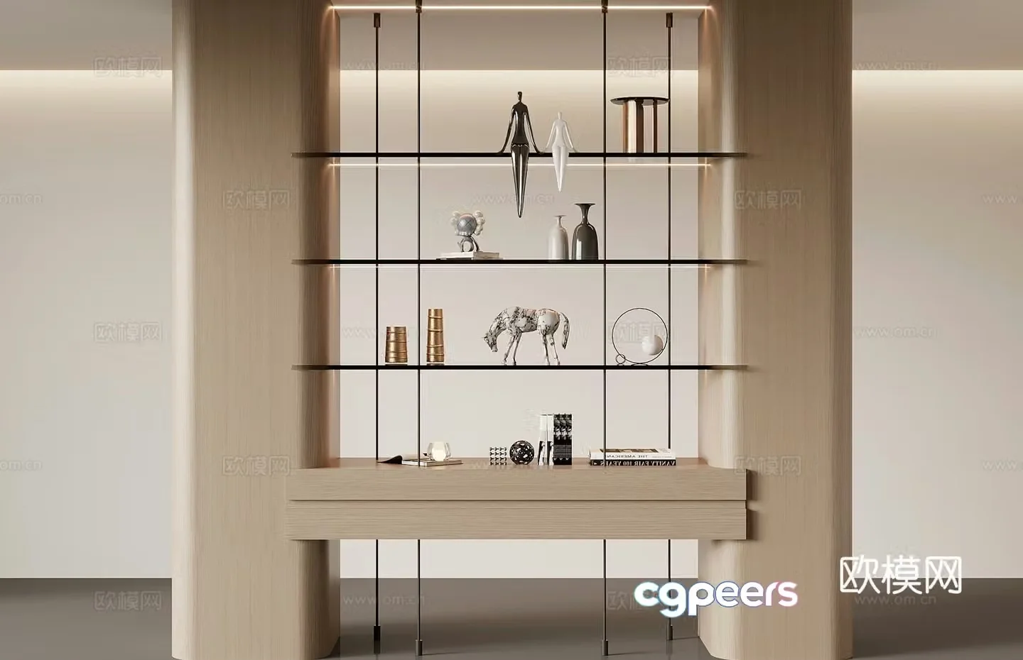 Modern bookcase display cabinet bookshelf 3d model