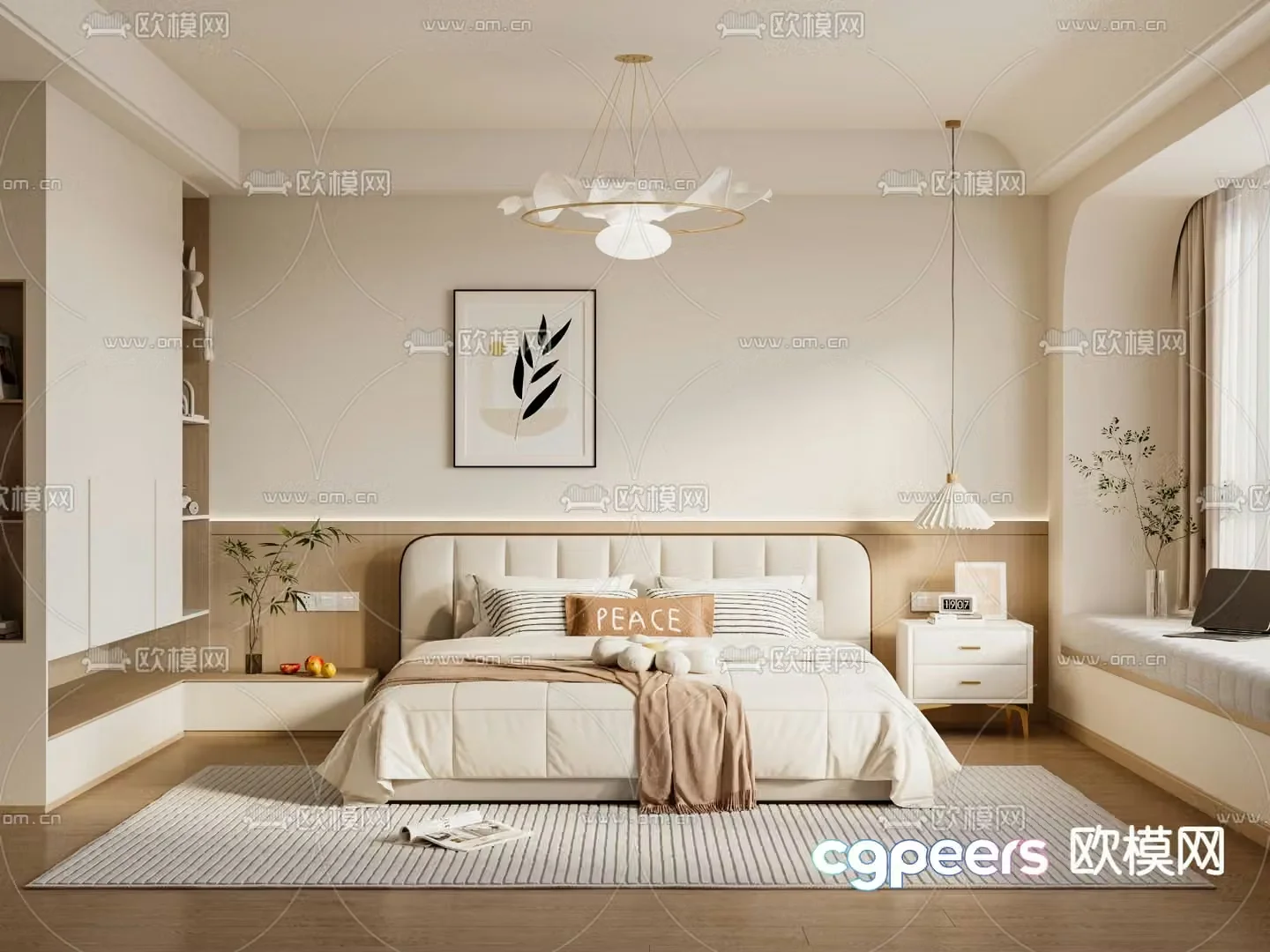 Creamy Bedroom Master Bedroom Master Room 3D Model