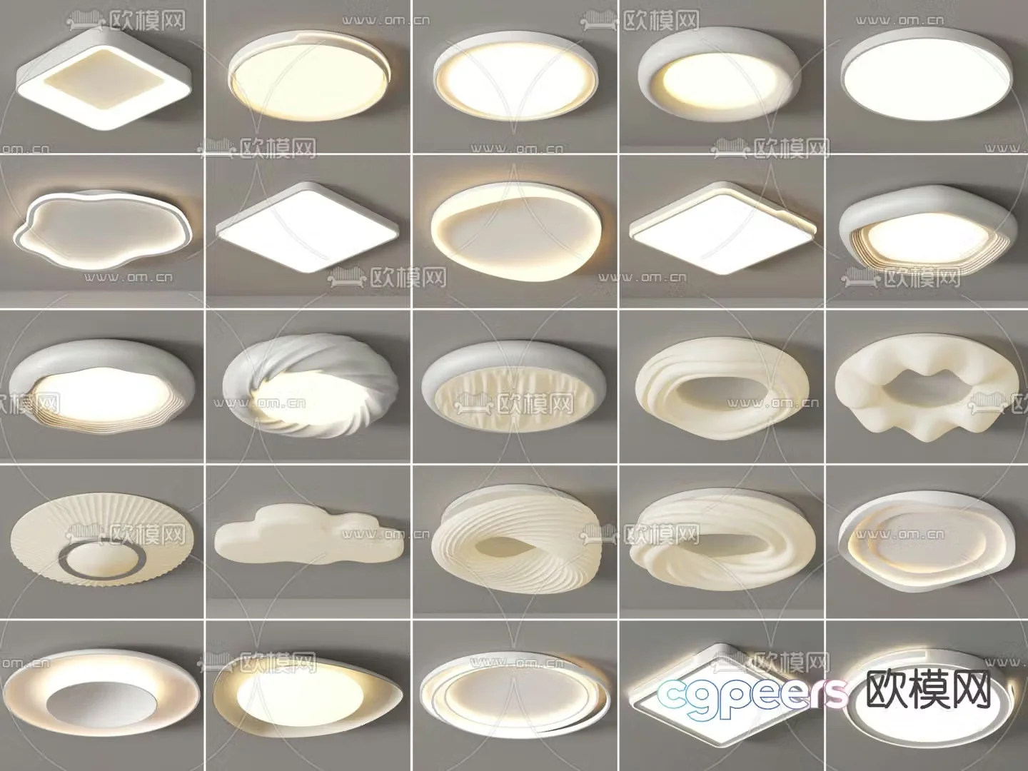 Cream style ceiling lamp cloud lamp 3d model