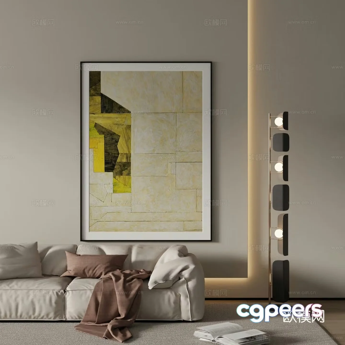 Modern abstract painting Decorative painting 3d model