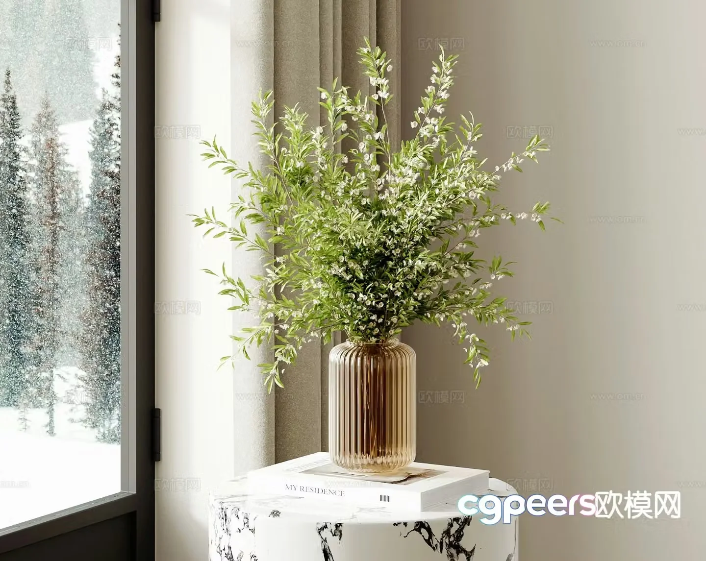 vase floral arrangement flower arrangement flowers 3d model