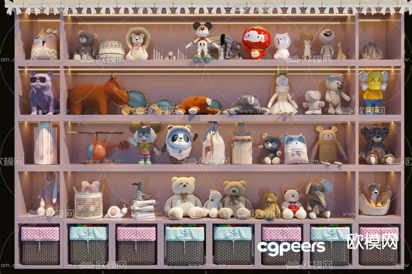 Modern children’s plush doll toy storage box 3d model