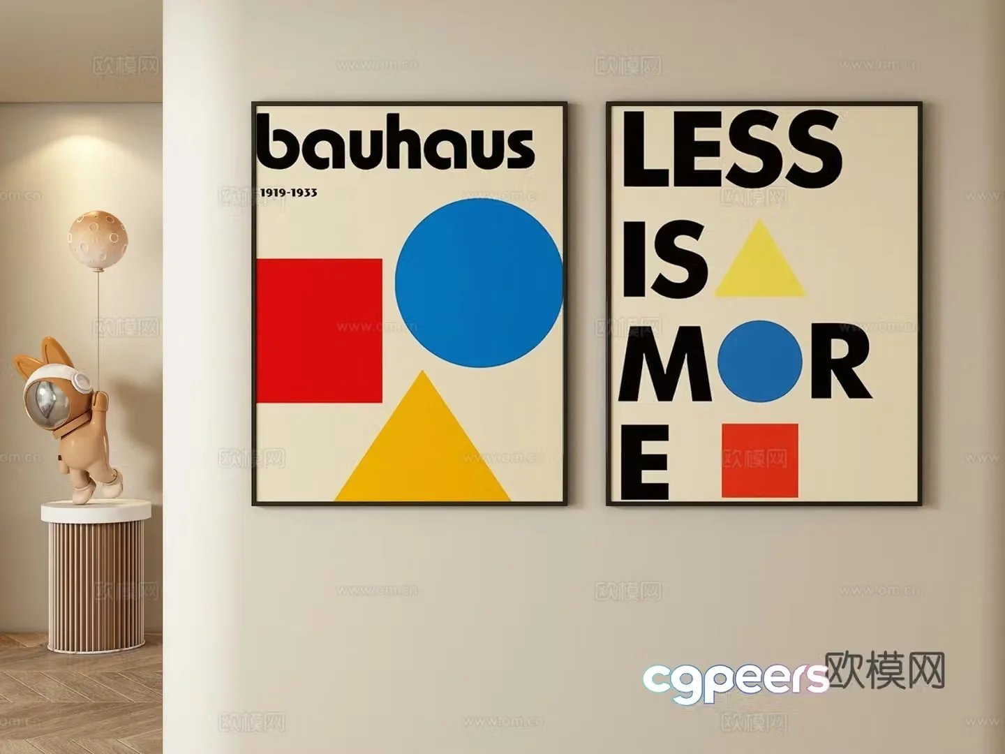 Modern cream style decorative painting hanging painting 3d model