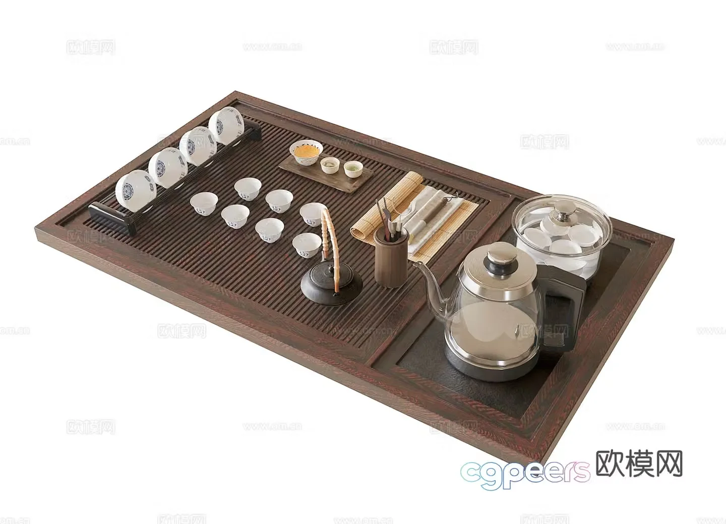 Modern tea set ornaments 3d model