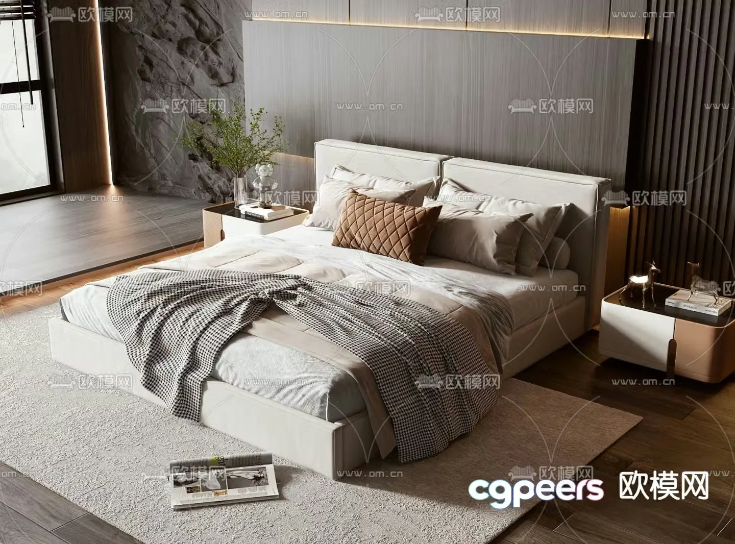 Modern double bed 3d model