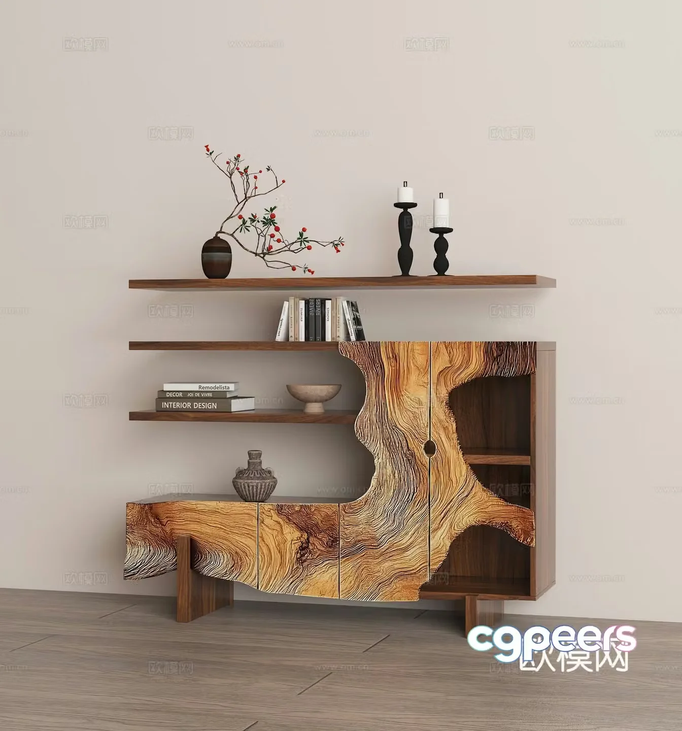 Retro medieval style end view cabinet 3D model
