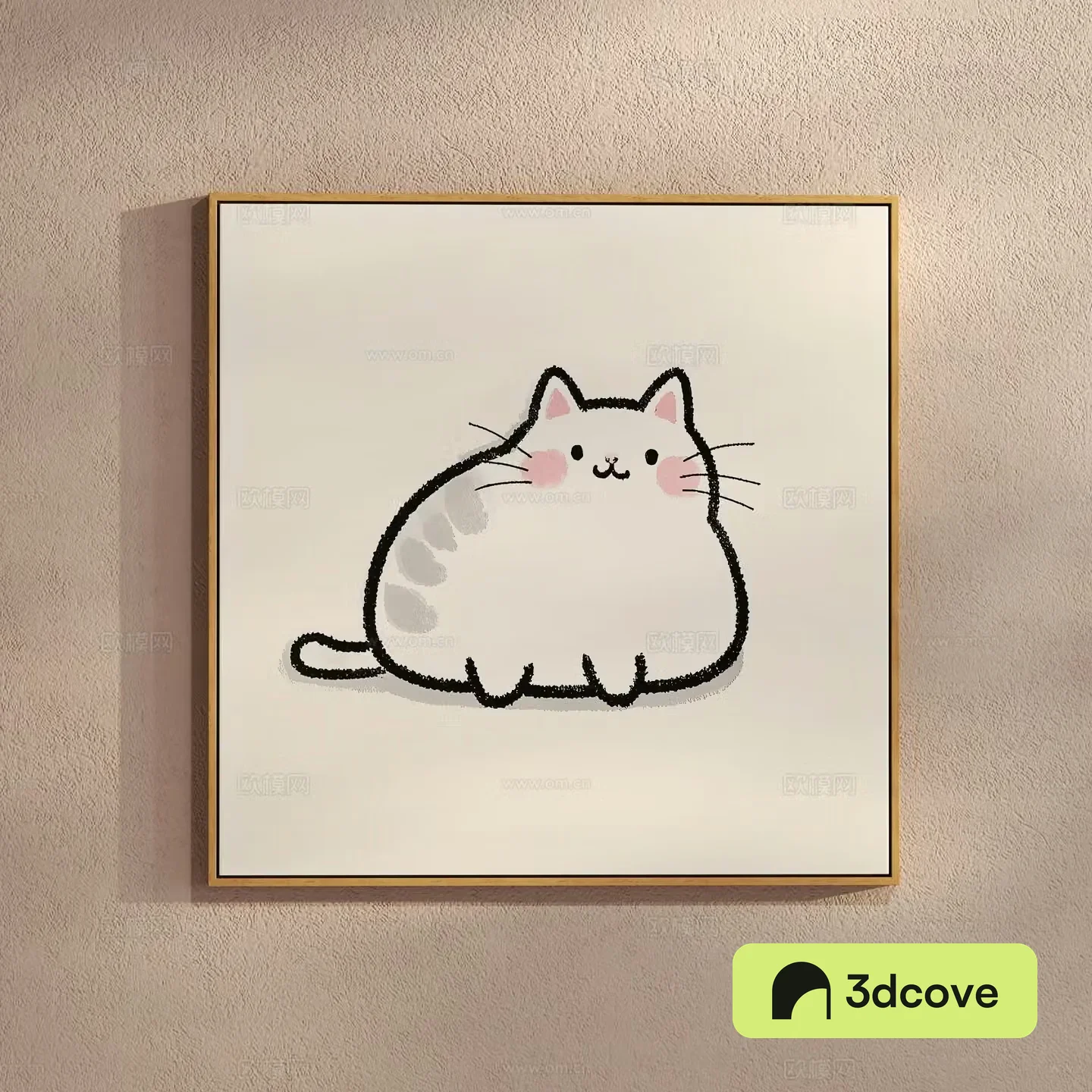 Creamy style simple cat painting cartoon hanging painting