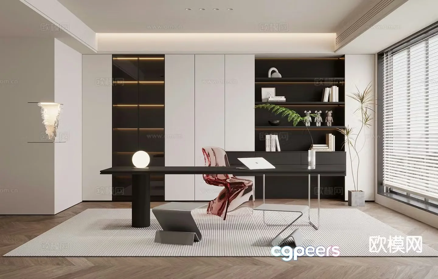 Modern minimalist study 3d model
