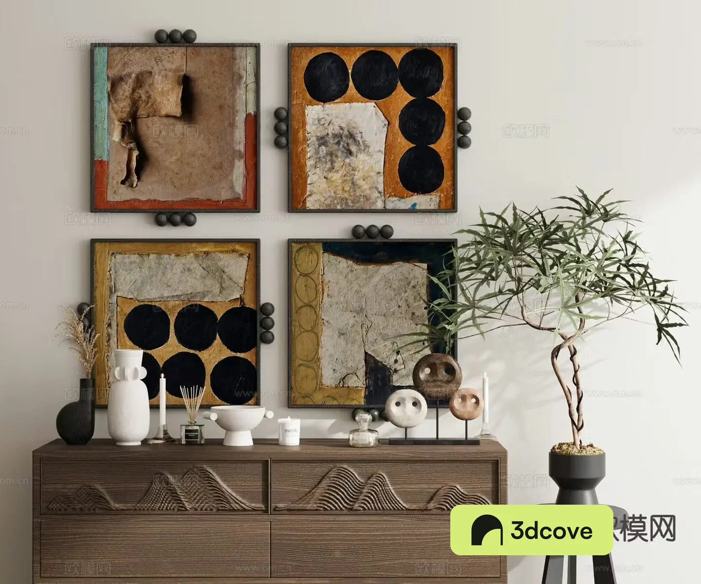 Medieval style hanging painting retro painting geometric painting combination painting