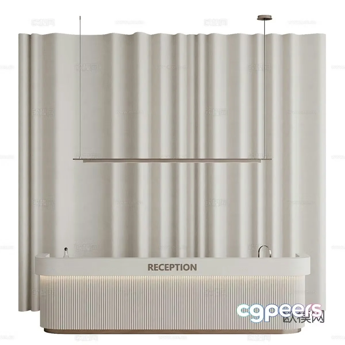 Modern creamy reception desk front desk 3D model