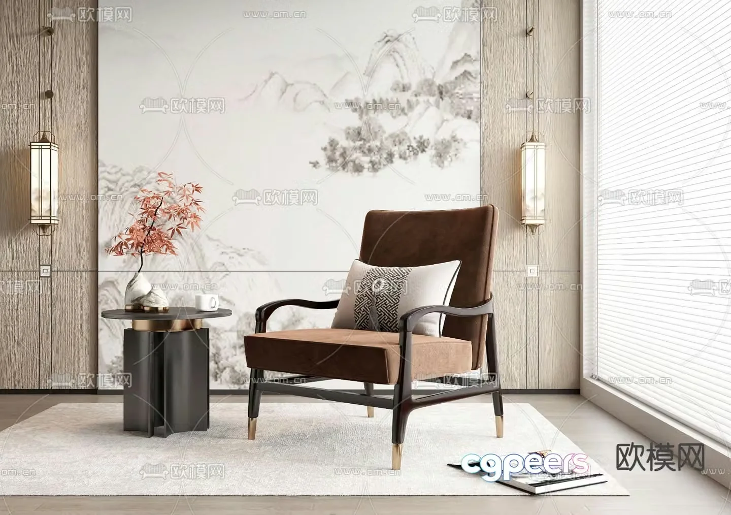 New Chinese style leisure chair sofa chair 3d model