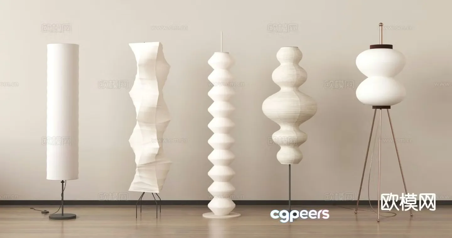 Cream style floor lamp Tanghulu floor lamp 3d model