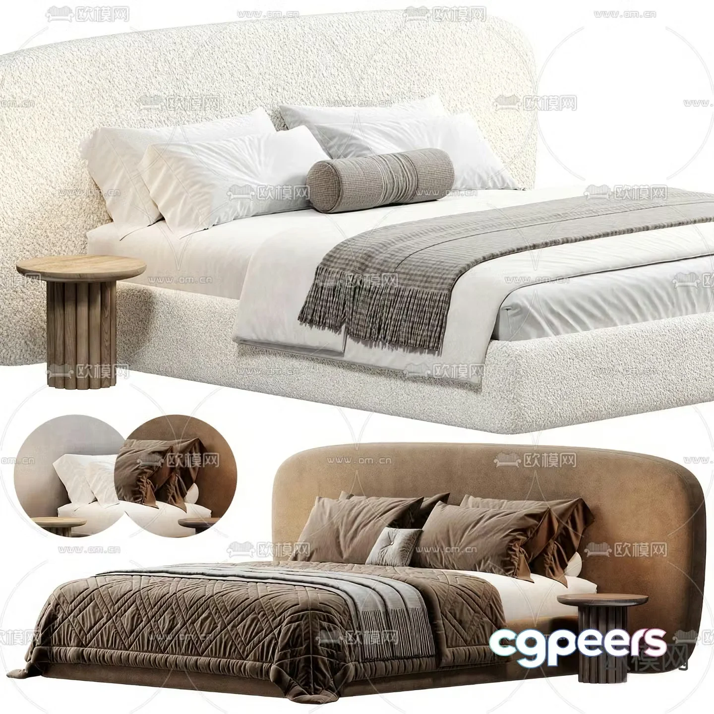 Modern double bed 3d model