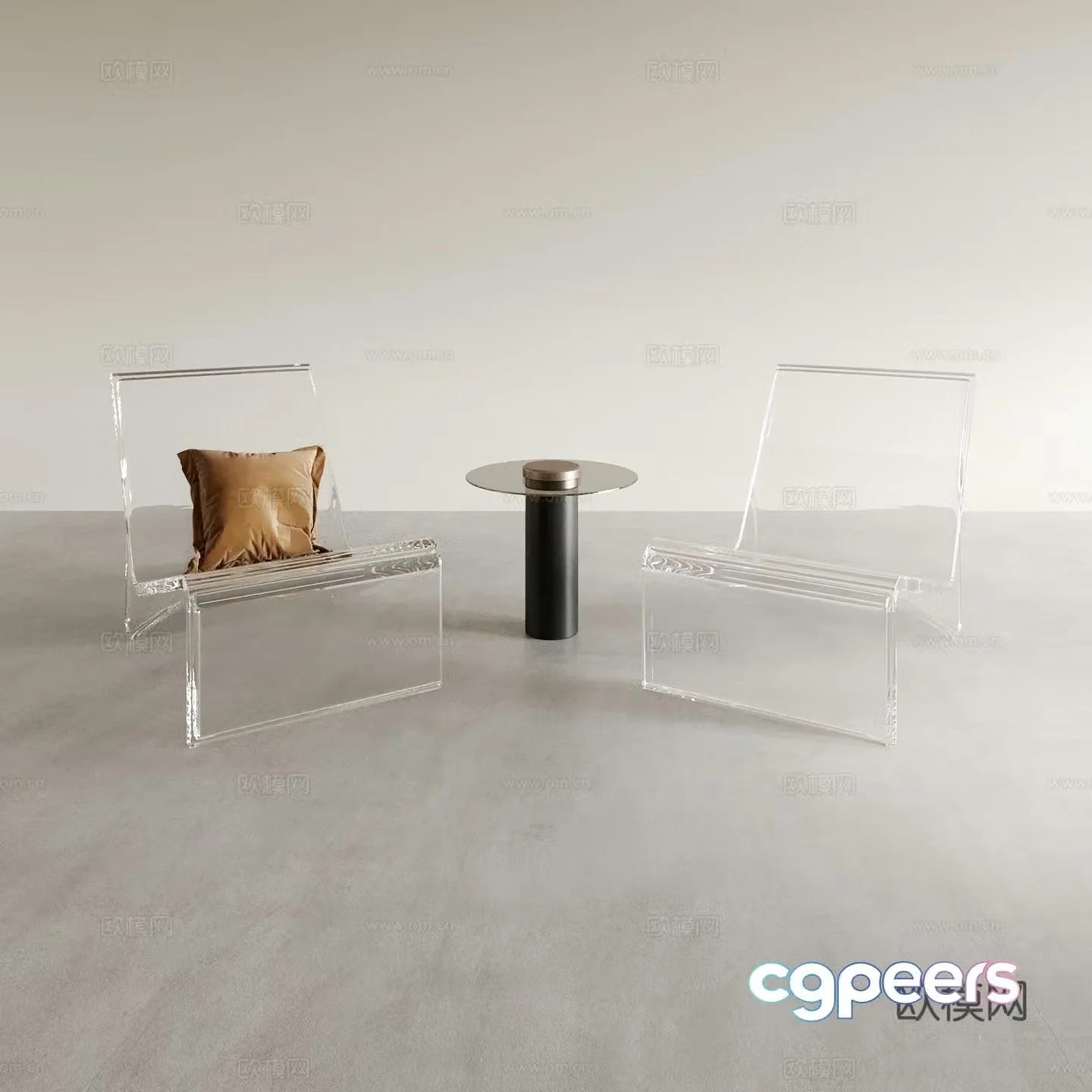 Modern acrylic lounge chair transparent chair 3d model