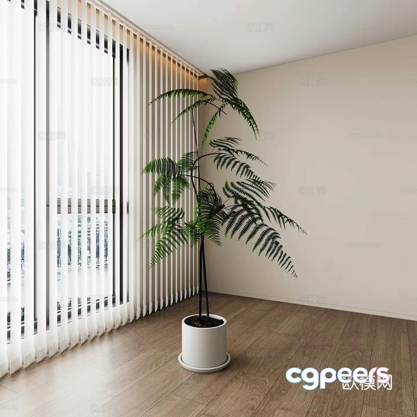 Modern green plants 3d model