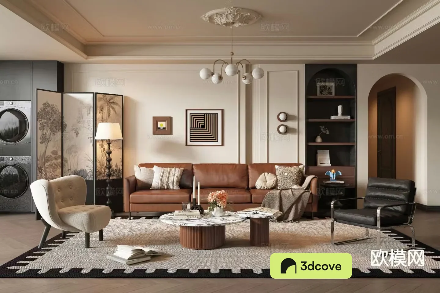 Middle-aged living room 3d model