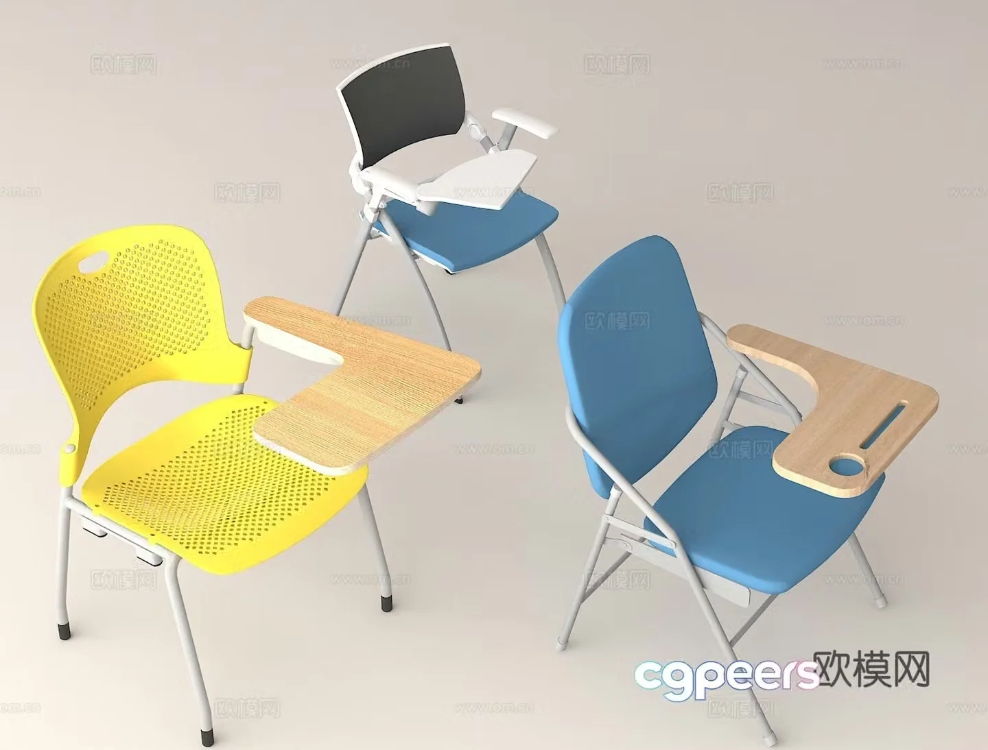 Classroom study seats training room seats conference seats 3D model