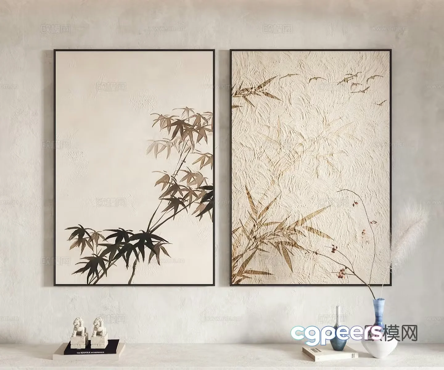 New Chinese style decorative painting 3D model