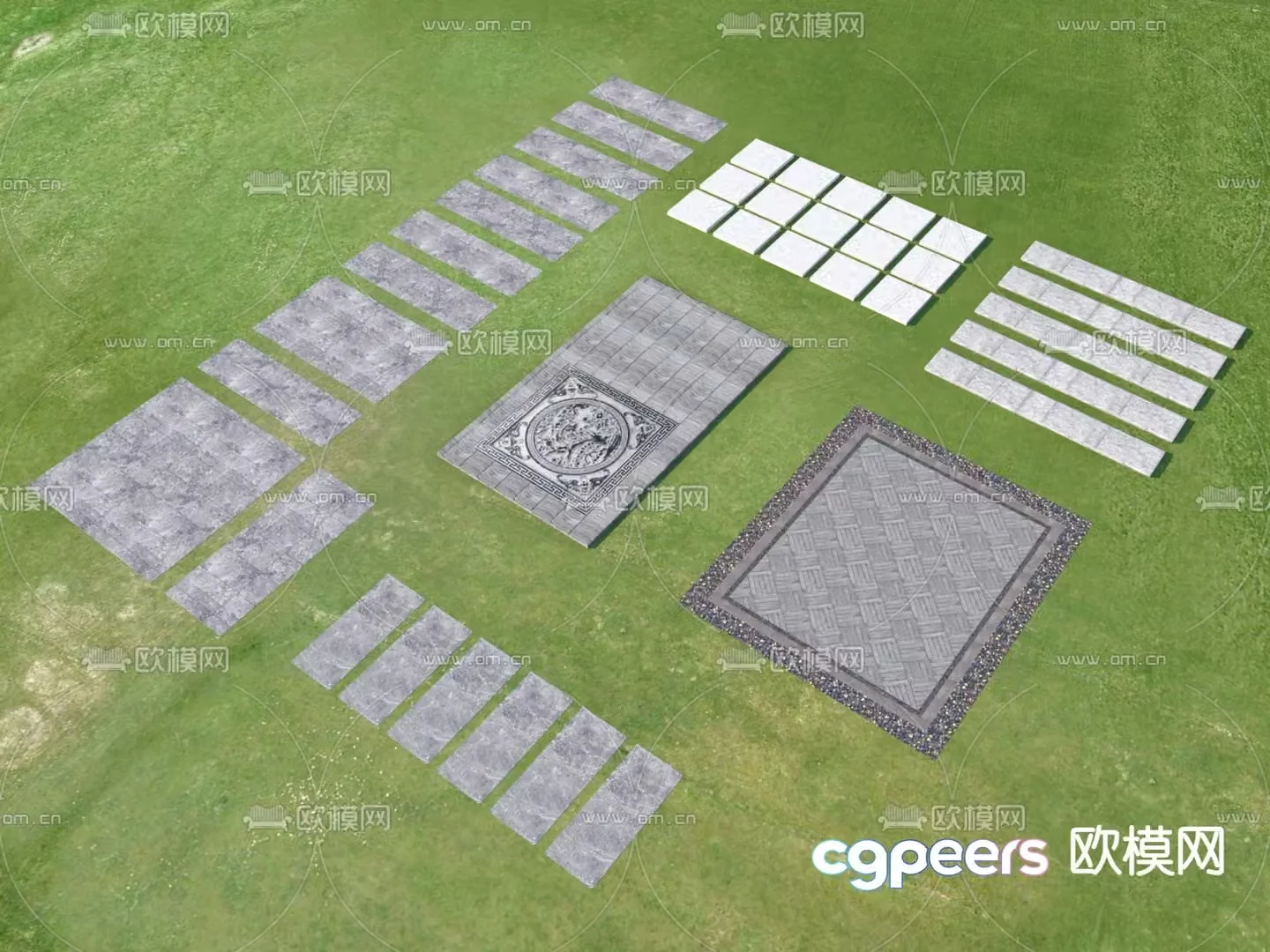 Landscape Garden Road Tingbu Park Tingbu Paving 3D model