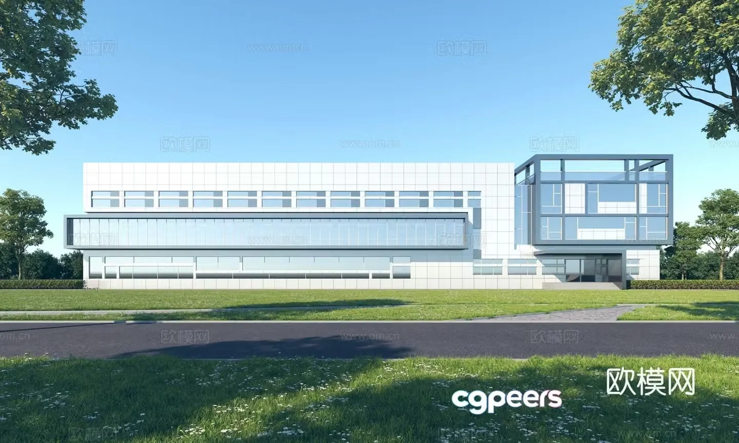 Modern office building exterior 3d model