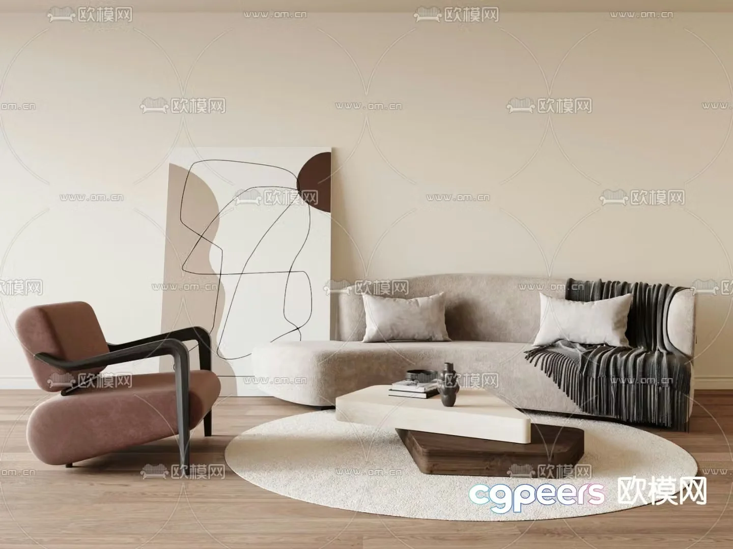 Wabi Sabi modular sofa curved sofa 3d model