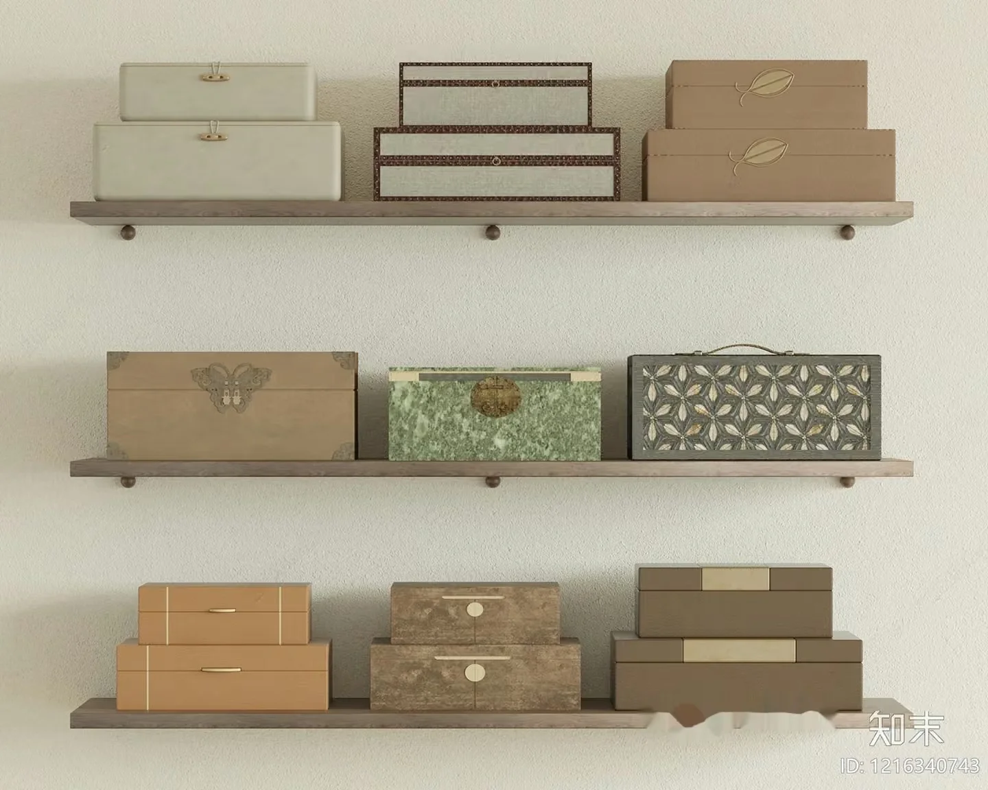 Wooden Decorative Boxes 3D Model – 15027 – VRAY Render
