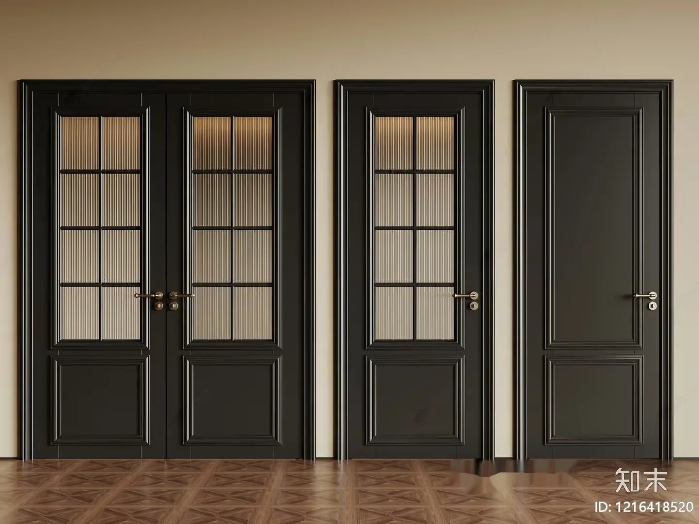 A Set Of Black Doors 3D Model – 18071 – VRAY Render