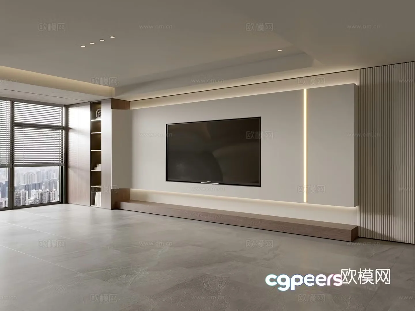 Modern creamy living room light luxury TV background wall creamy TV background wall full wall TV cabinet 3D model