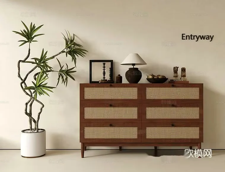 Mid-Century Dresser 3D Model – 16400 – VRAY Render