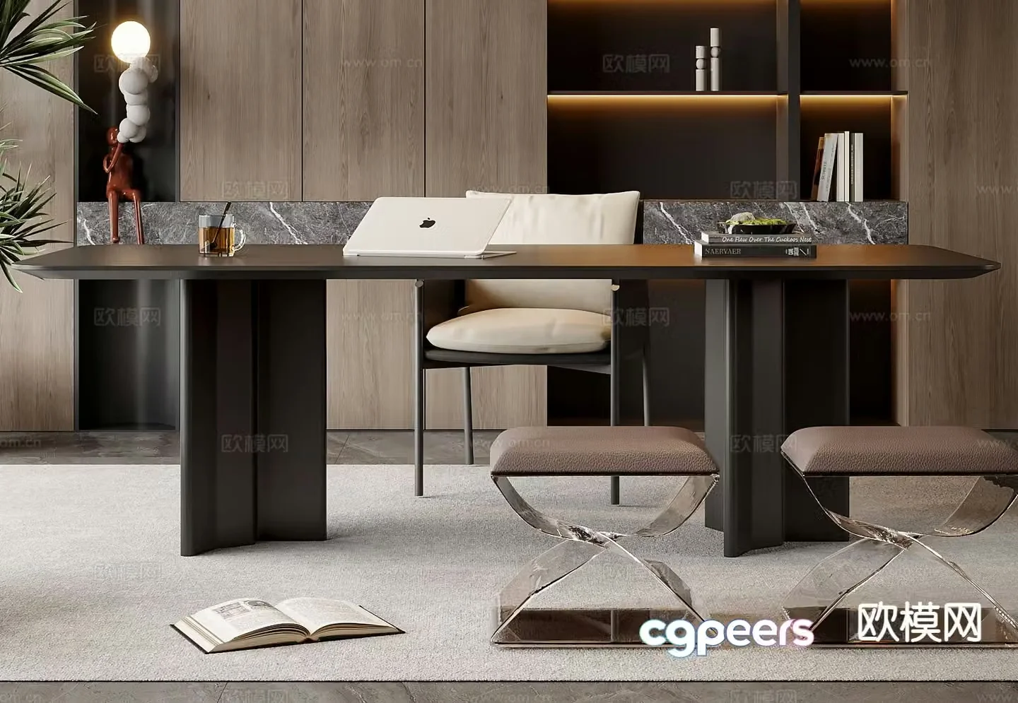 Italian desk writing desk 3d model
