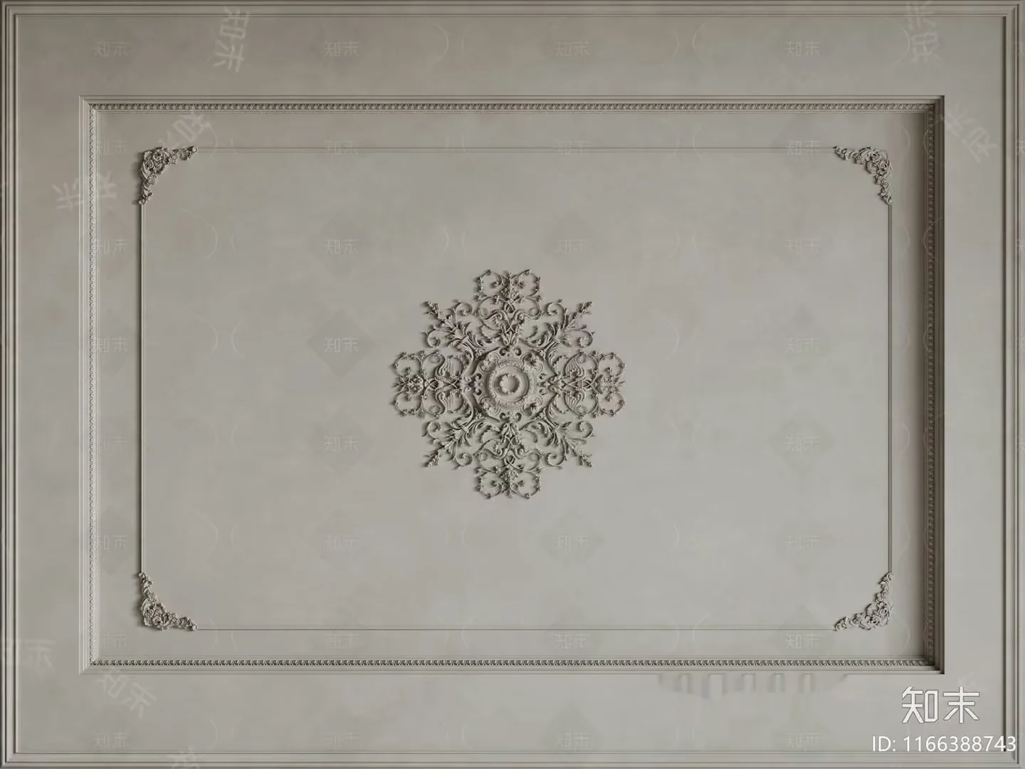 A Decorative Ceiling Medallion 3D Model – 17150 – VRAY Render