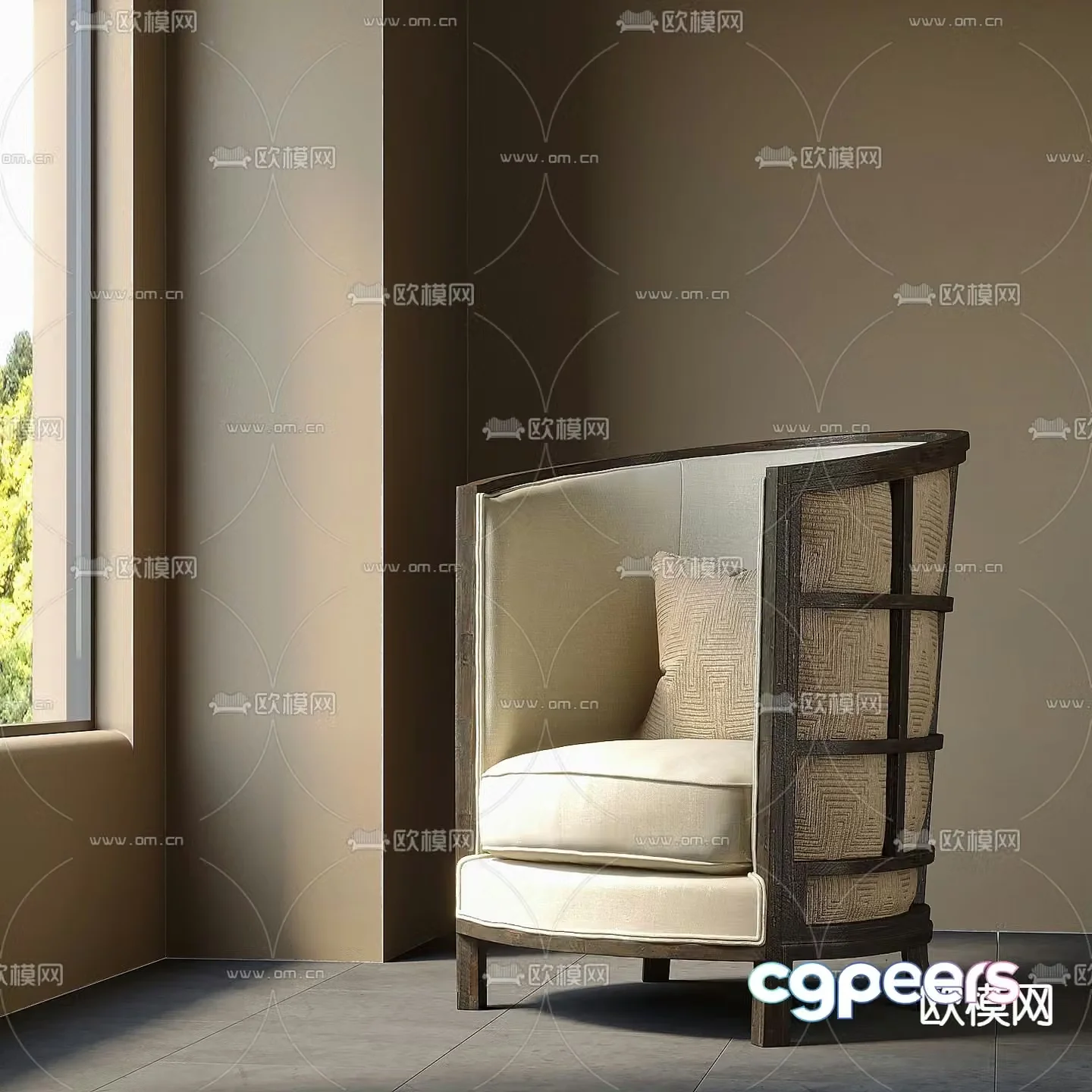 New Chinese style single sofa 3d model