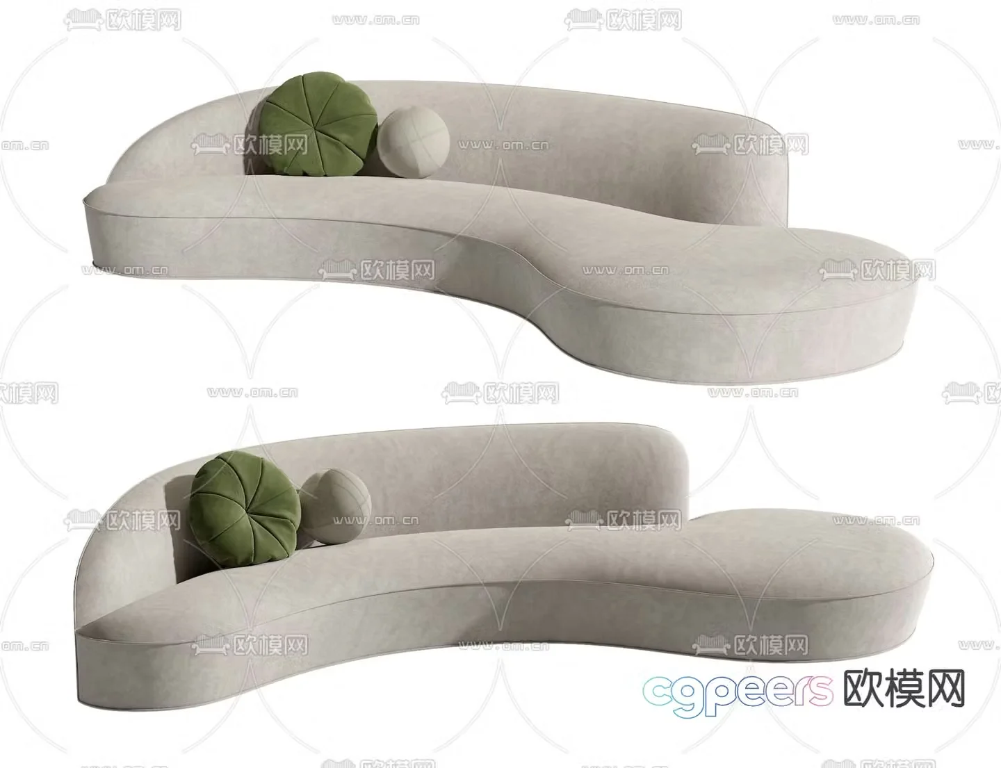 multi-person sofa curved sofa 3d model