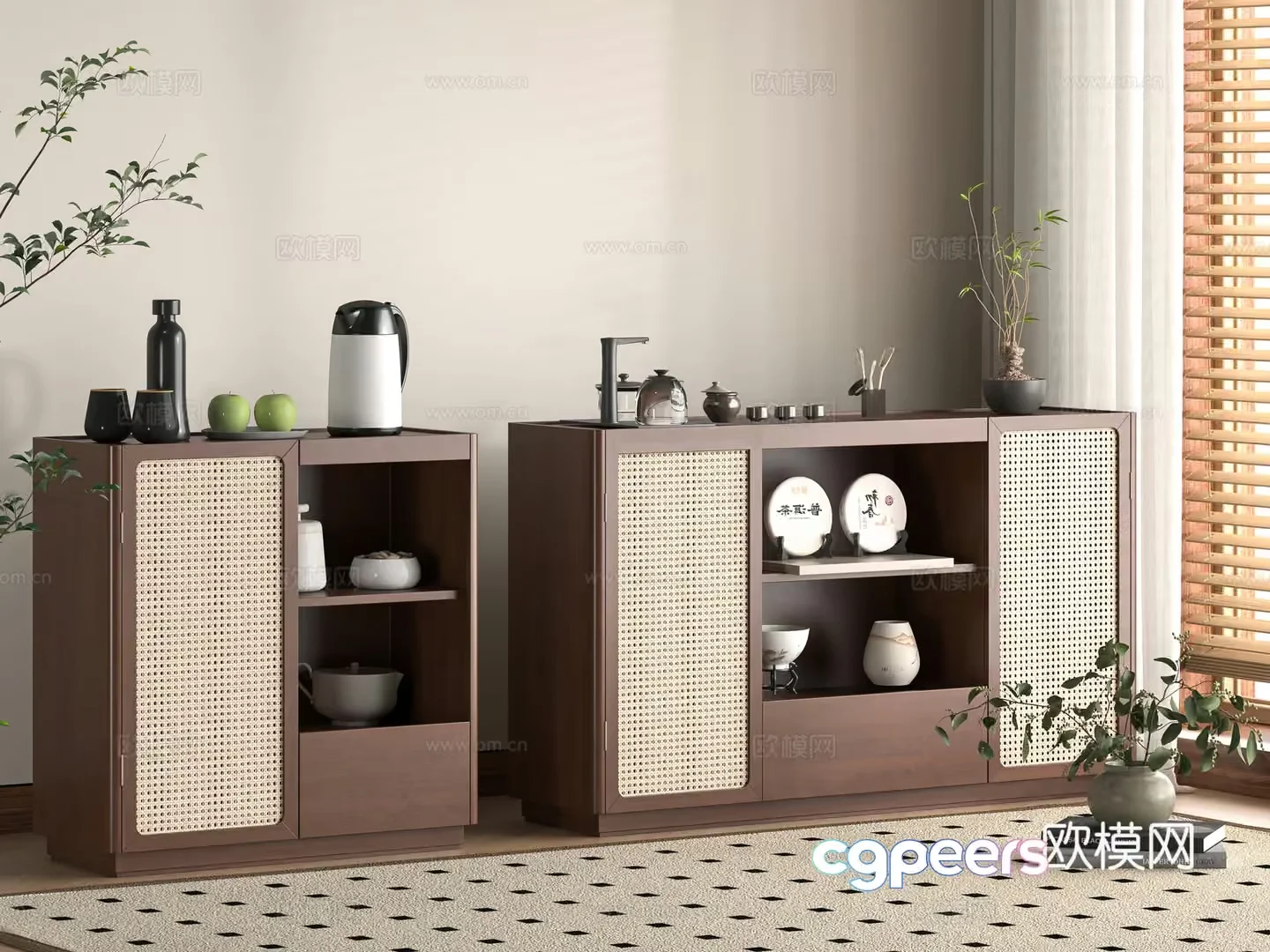 Rustic Wooden Furniture 3D Model – 7094 – VRAY Render