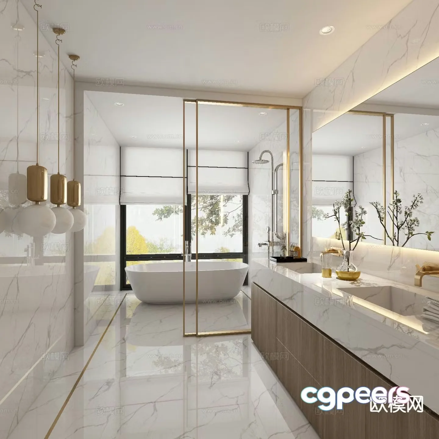 Light luxury bathroom bathroom 3d model