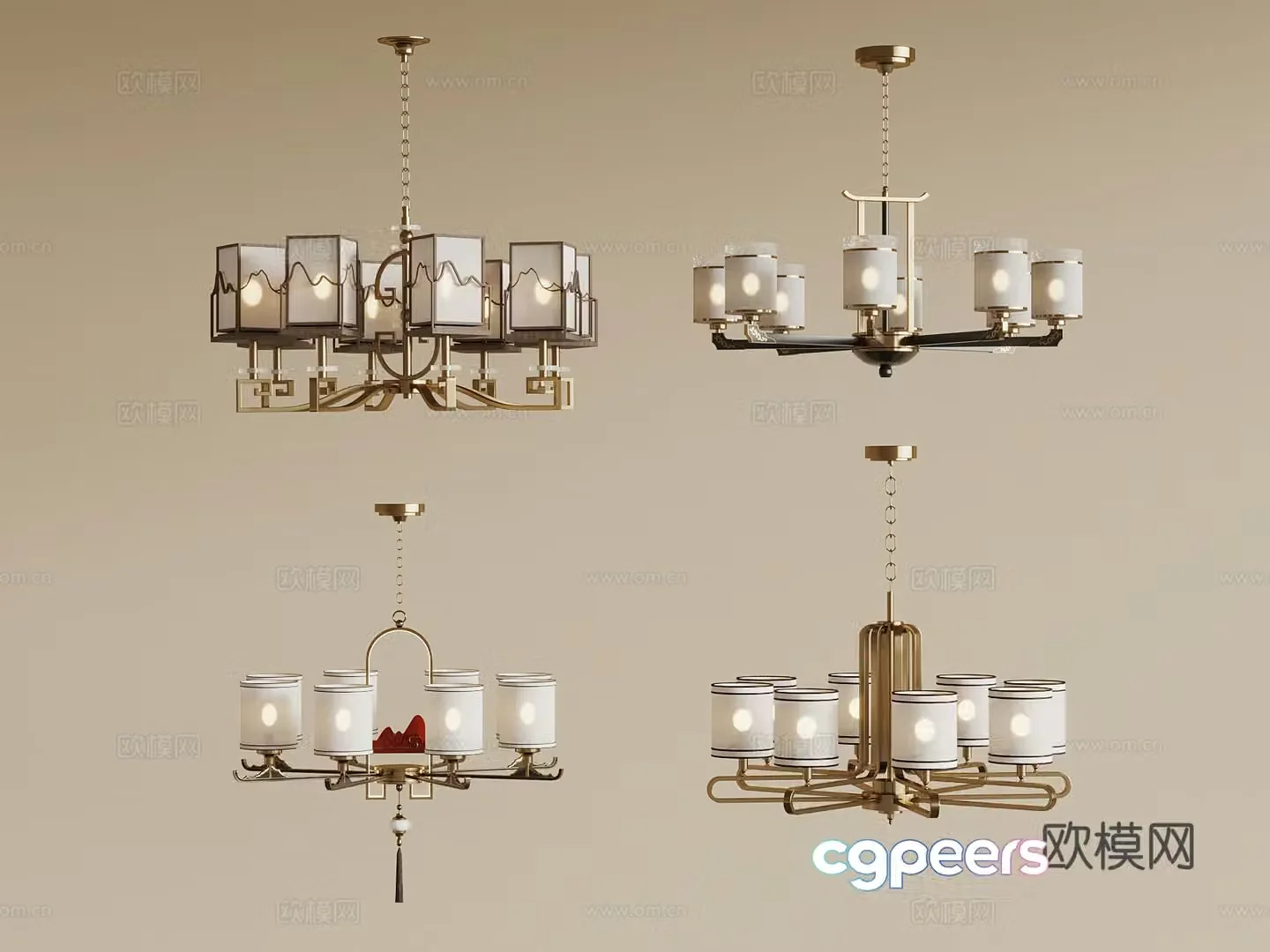 Chandelier New Chinese Chandelier 3D Model