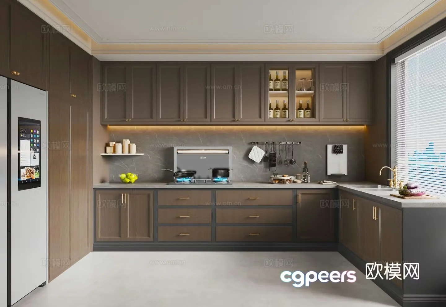 Italian kitchen cabinet 3d model