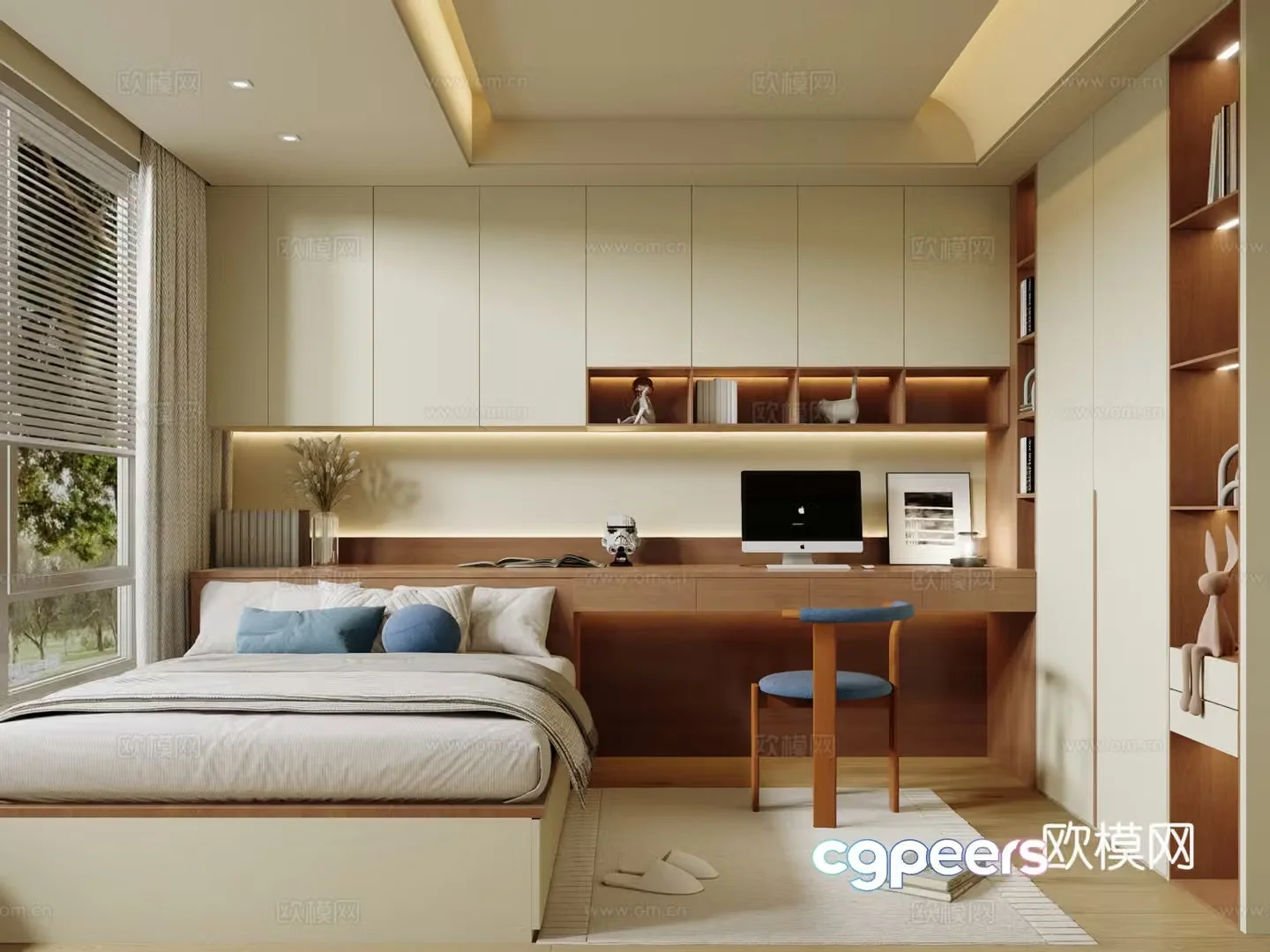 Cream Tatami bedroom Second bedroom 3D model