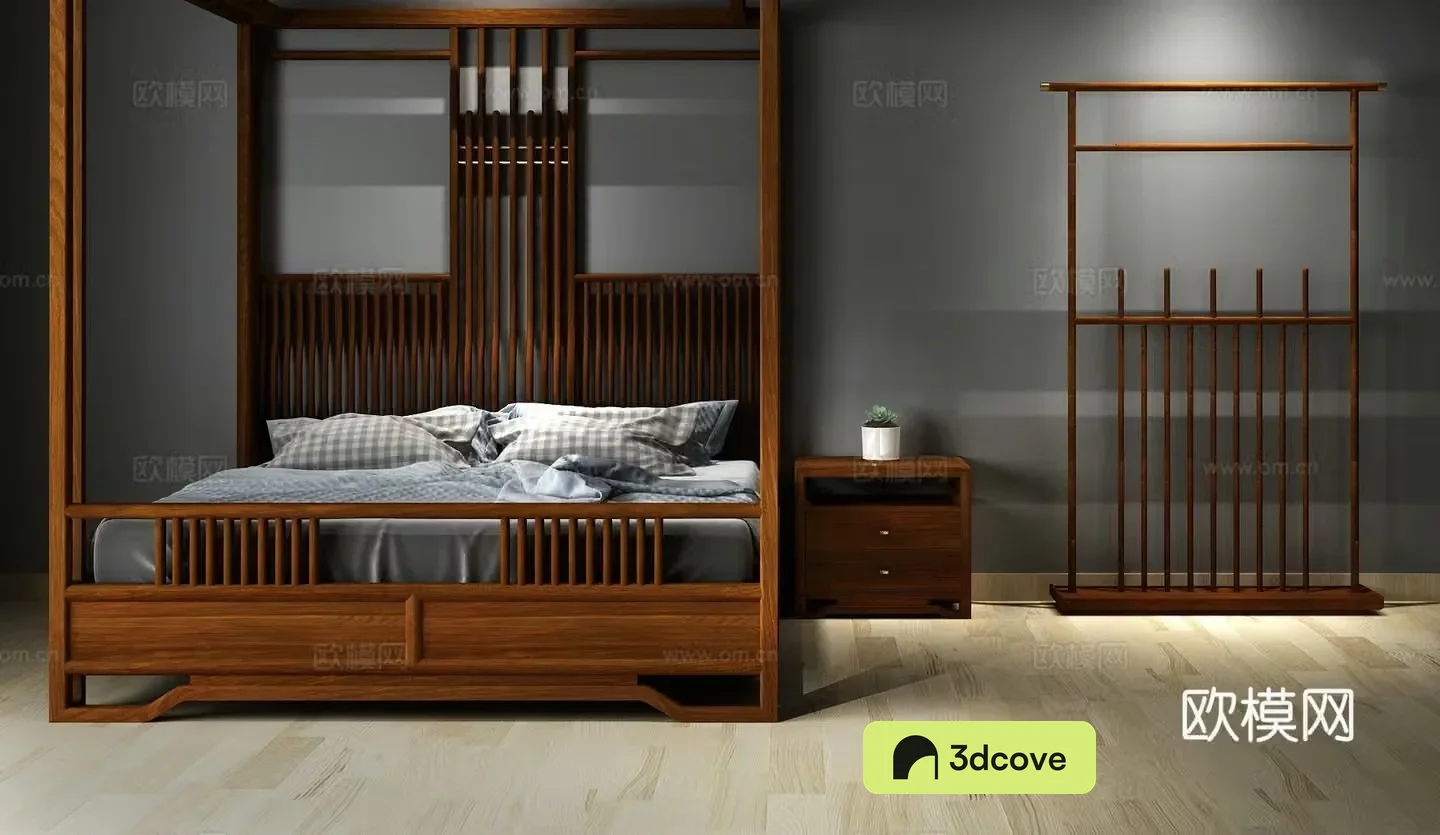 New Chinese style canopy bed double bed